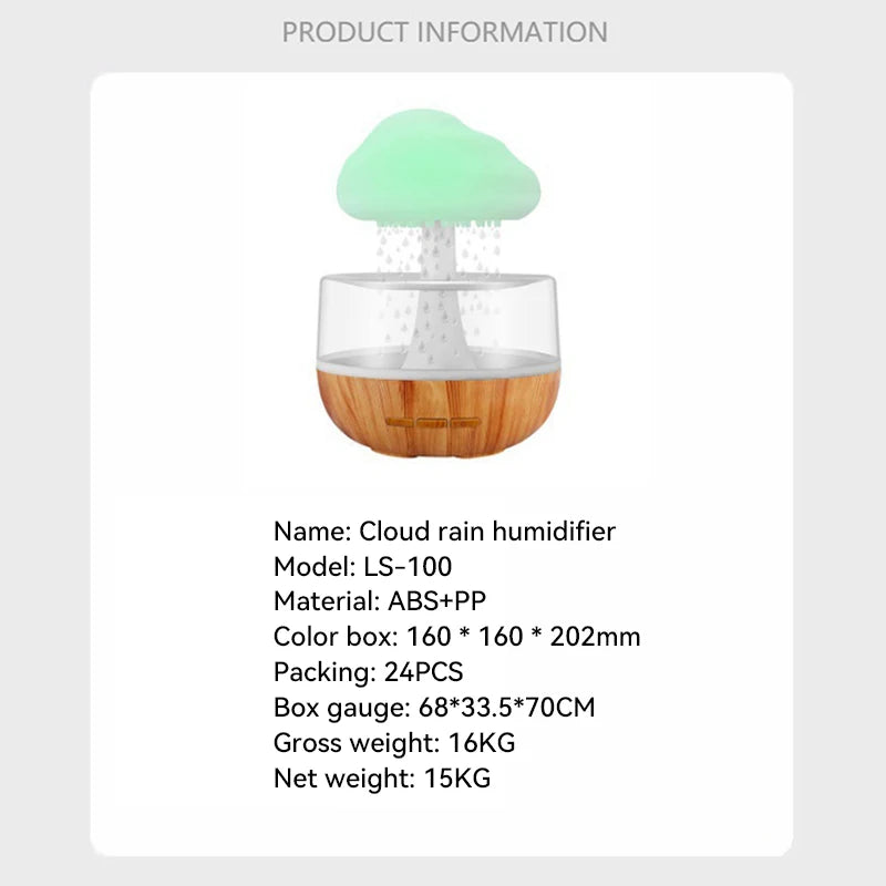 Xiaomi Rain Cloud Humidifier Rain Colorful Mushroom Cloud Raindrop Atmosphere Lamp Night Light Essential Oil Humidifier Machine