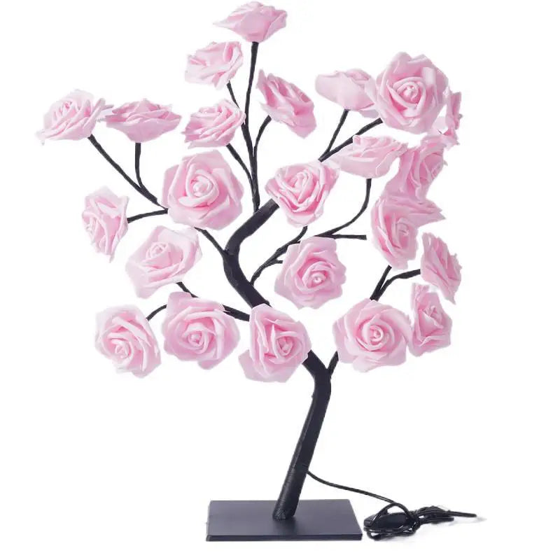 24 LED Rose Tree Lights USB Plug Table Lamp Fairy Flower Night Light For Home Party Christmas Wedding Bedroom Decoration Gift