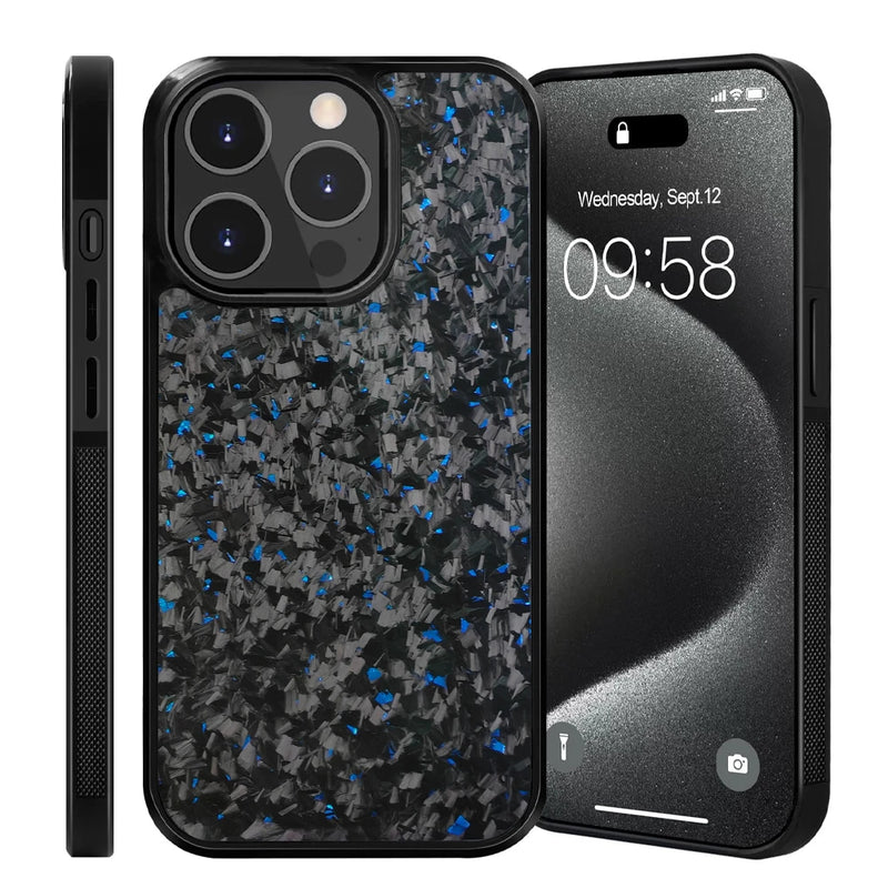 Luxury Gloss Real Carbon Fiber Armor Shockproof Cover for iPhone 15 Pro Max 14 13 12 11 Case Wireless Charge Forged fiber Cover