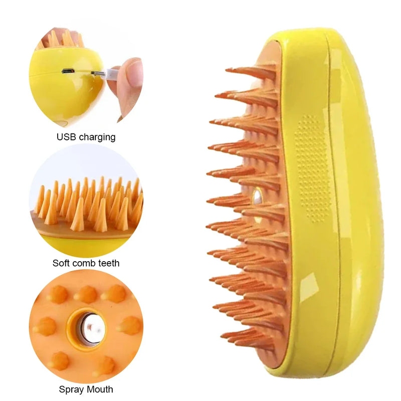 Cat Dog Pet Spray Massage Brush 3 in 1 One Button Steam Spray Folding Rotatable Floating Hair Bath Hair Removal Brush Comb