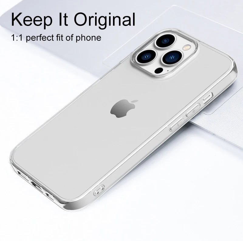 Ultra Thin Clear Silicone Case For iPhone 15 14 13 Pro Max Mini 2020 2022 Back Cover