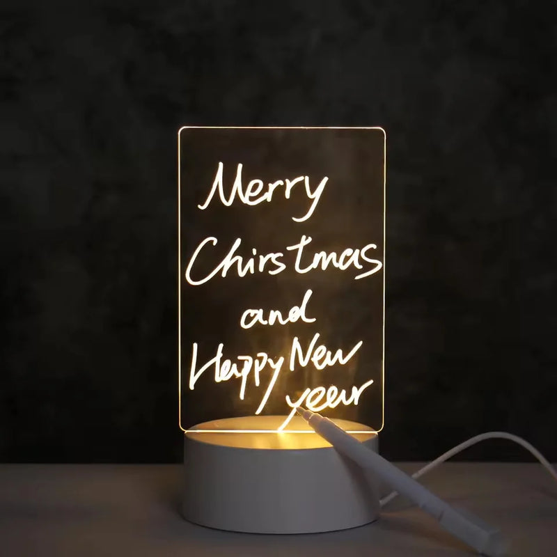 Diy Notepad LED Drawing Board Glowing Acrylic Message Board With Pen Erasable Children's Drawing Letter Message Board Night Lamp