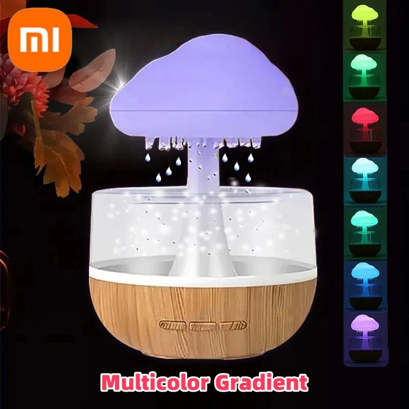 Xiaomi Rain Cloud Humidifier Rain Colorful Mushroom Cloud Raindrop Atmosphere Lamp Night Light Essential Oil Humidifier Machine