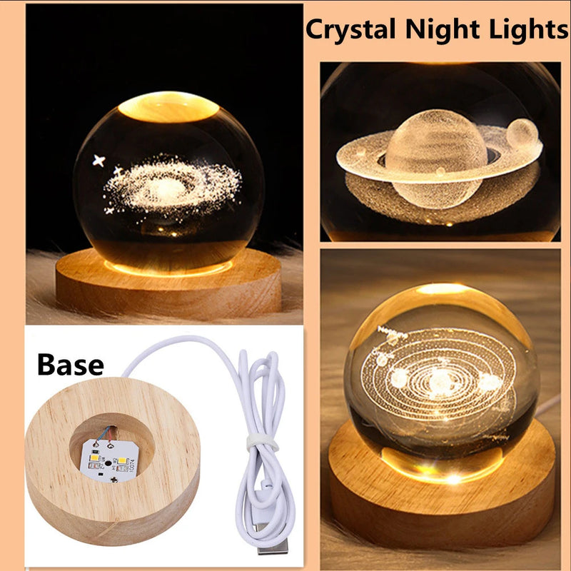 Unique 3D Crystal Ball Lamp with Galaxy and Planetary Projections USB Night Light for Cozy Atmosphere plasma ball