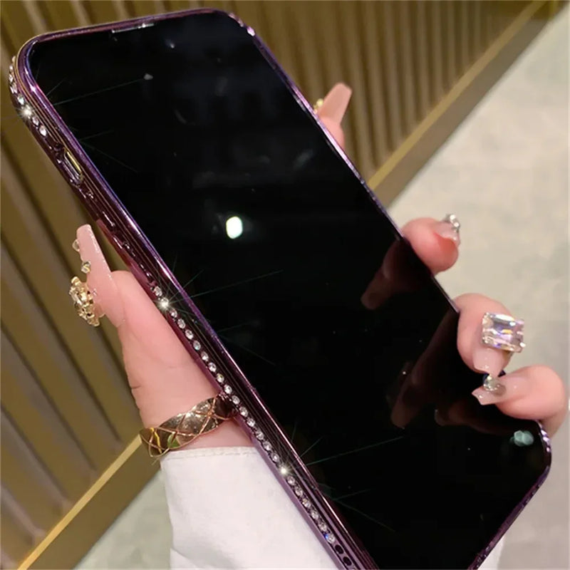 New Fashion Glitter Diamond Transparent Case For iPhone 16 15 14 13 11 12 Pro Max 16 Plus Magnetic Wireless Charge Bumper Cover