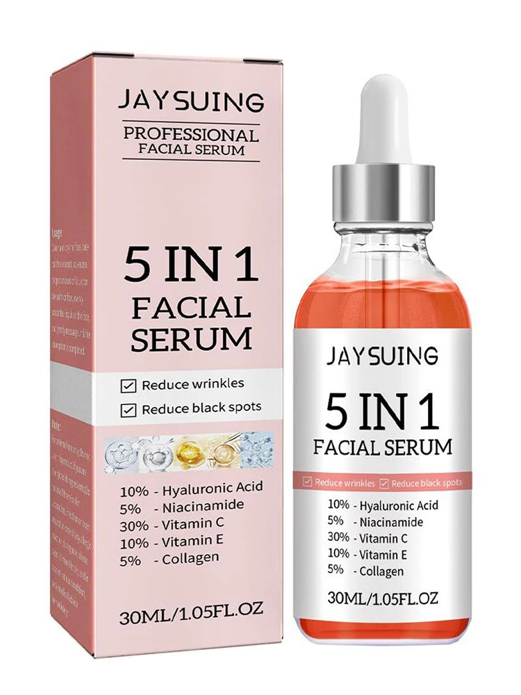 5 In 1 Fade fine lines Firming Face Serum Moisturizing brightening Vitamin C Hyaluronic Acid Facial Serum Shrink Pores Skin Care