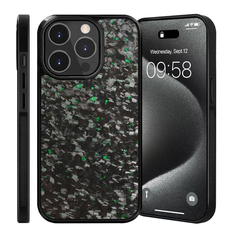 Luxury Gloss Real Carbon Fiber Armor Shockproof Cover for iPhone 15 Pro Max 14 13 12 11 Case Wireless Charge Forged fiber Cover