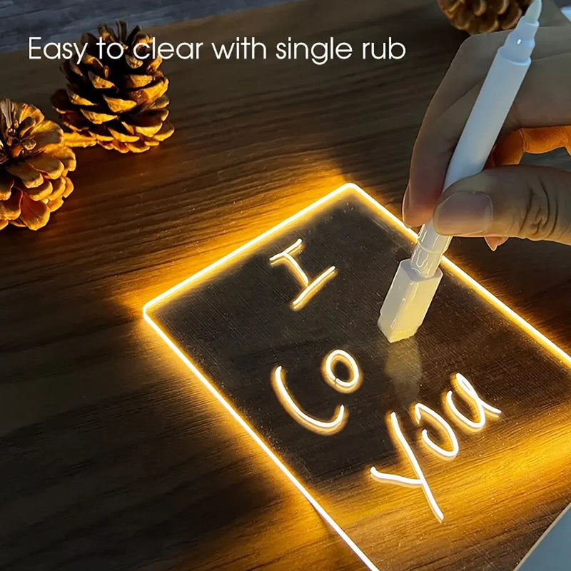 Diy Notepad LED Drawing Board Glowing Acrylic Message Board With Pen Erasable Children's Drawing Letter Message Board Night Lamp