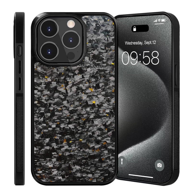 Luxury Gloss Real Carbon Fiber Armor Shockproof Cover for iPhone 15 Pro Max 14 13 12 11 Case Wireless Charge Forged fiber Cover