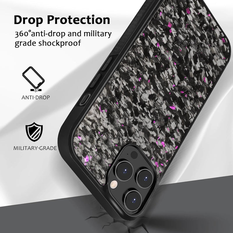 Luxury Gloss Real Carbon Fiber Armor Shockproof Cover for iPhone 15 Pro Max 14 13 12 11 Case Wireless Charge Forged fiber Cover