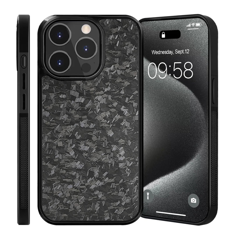 Luxury Gloss Real Carbon Fiber Armor Shockproof Cover for iPhone 15 Pro Max 14 13 12 11 Case Wireless Charge Forged fiber Cover