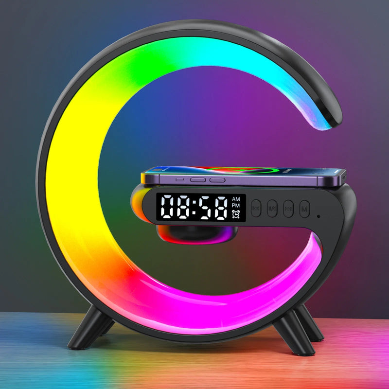 VIKEFON 30W Multifunction Wireless Charger Pad Stand Speaker TF RGB Night Light Fast Charging Station for iPhone Samsung Xiaomi