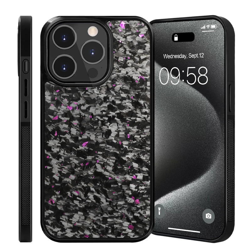 Luxury Gloss Real Carbon Fiber Armor Shockproof Cover for iPhone 15 Pro Max 14 13 12 11 Case Wireless Charge Forged fiber Cover