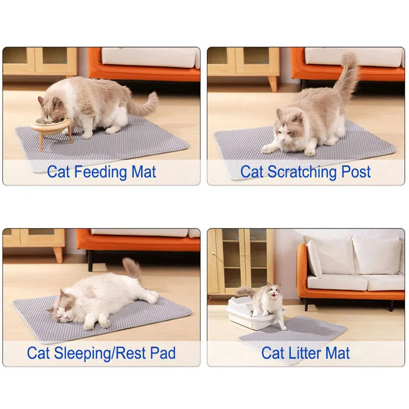 Pet Cat Litter Mat Waterproof Double Layer Cat Litter Trapping Pet Litter Box Mat Clean Pad Products For Cats Accessories