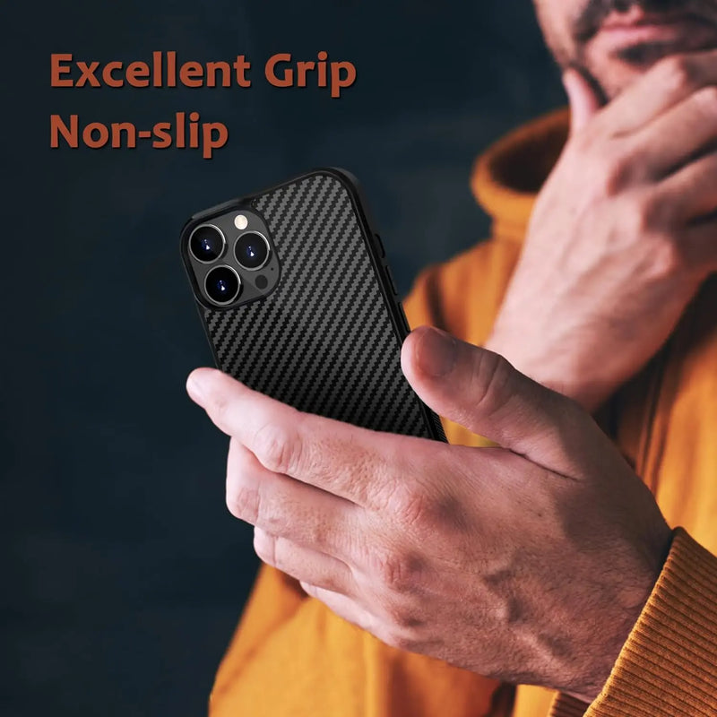 Luxury Gloss Real Carbon Fiber Armor Shockproof Cover for iPhone 15 Pro Max 14 13 12 11 Case Wireless Charge Forged fiber Cover